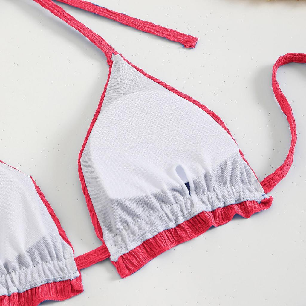 European and American Trendy Solid Color Halter Bikini Set (Three-Piece) - Sexy and Fashionable 2025