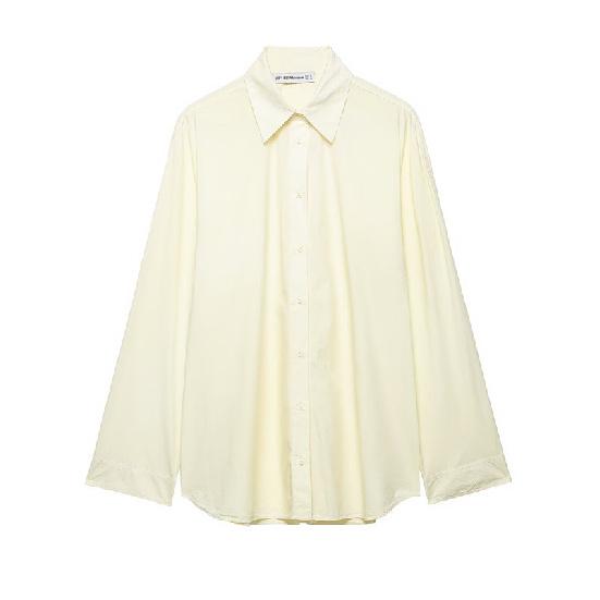 

Весна 2026 Новый Стиль Женская Модная Повседневная Свободная Универсальная Однотонная Рубашка из Поплина XS