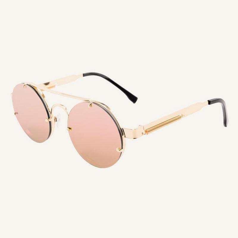 Steampunk Vintage Round Metal Sunglasses Men and Women Hip Hop Stylish Fashion Shades Glamour Trend Designer Shades UV400
