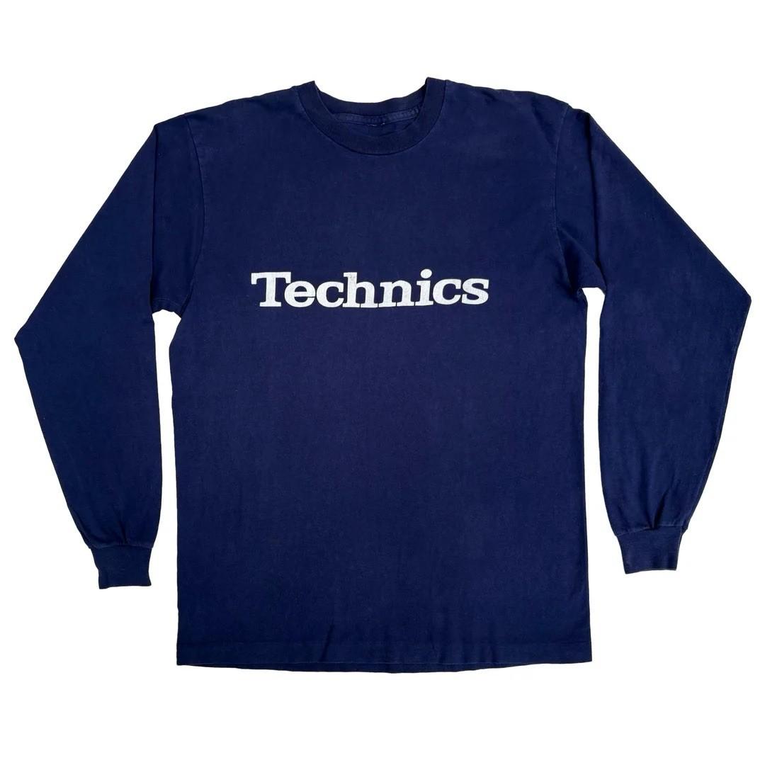 Technics 1990 90s Vintage Technics Single Stitch Rare L/S Navy Unisex T-Shirt XL