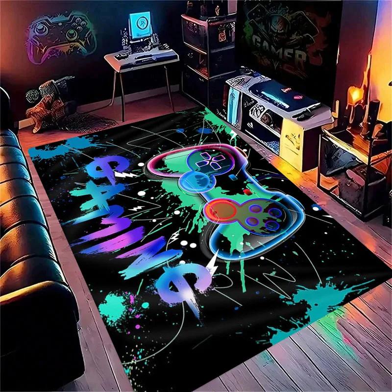 Gaming for Boys Room Gamer Casual Carpet with Controller Design Rug for Game Room Bedroom Decor Machine Washab Mat