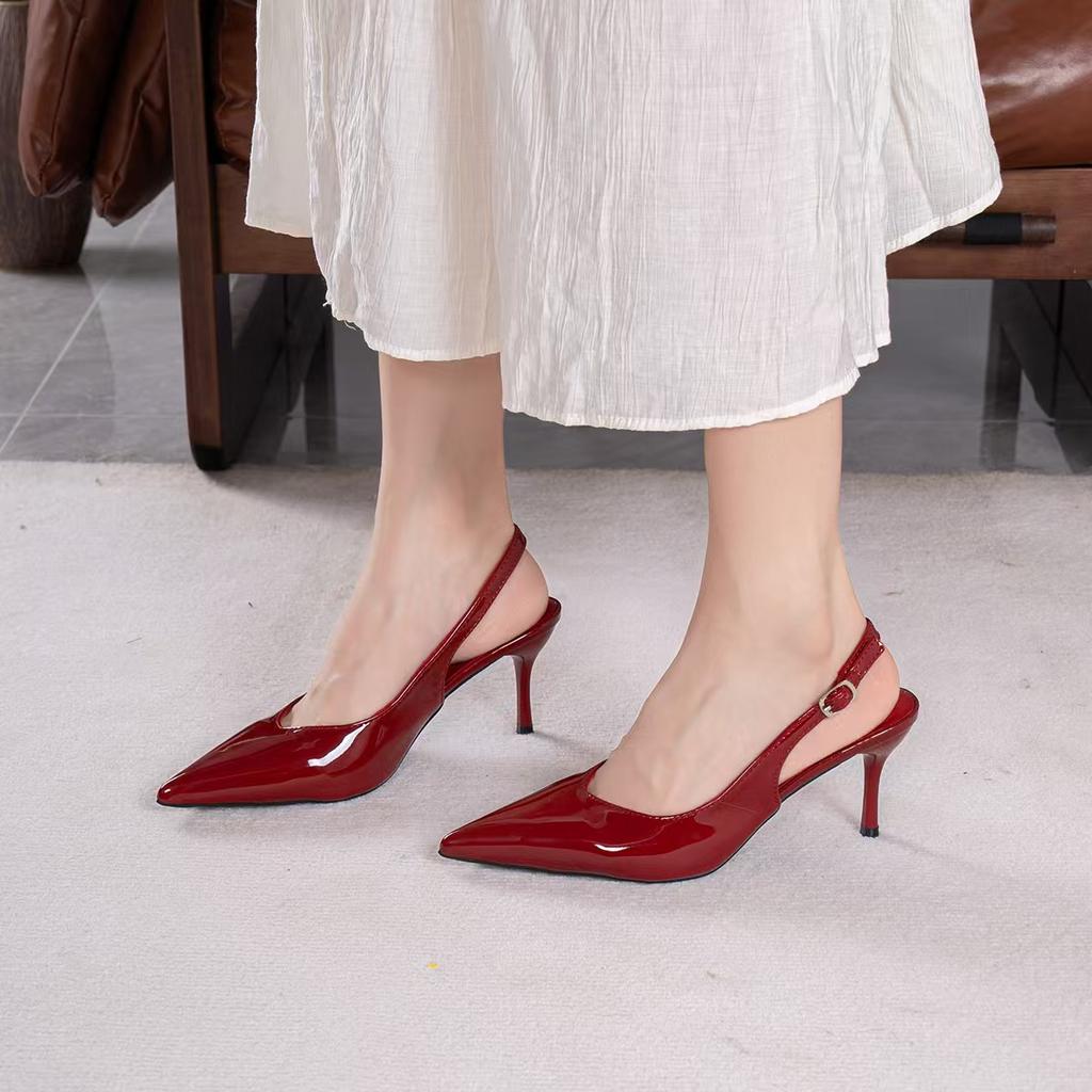 2025 Summer New High-heeled Pointed Shoes Women's Summer Bag Head Fashion Daily High-heeled Sandals