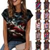 Damski luźny modny casualowy T-shirt z nadrukiem w stylu retro