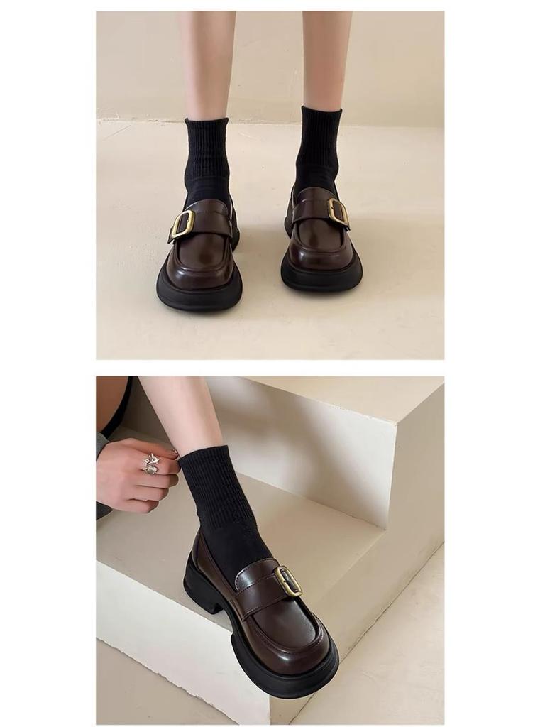 Women's Thick-Soled British-Style Mary Jane Loafers 2025 - High-End Slip-On Leather Shoes