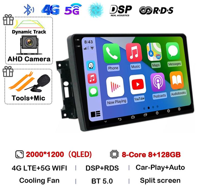 Android 14 Auto Car Radio For Jeep Compass Grand Cherokee Wrangler Chrysler Sebring Town Country Dodge Charger Multimedia Player