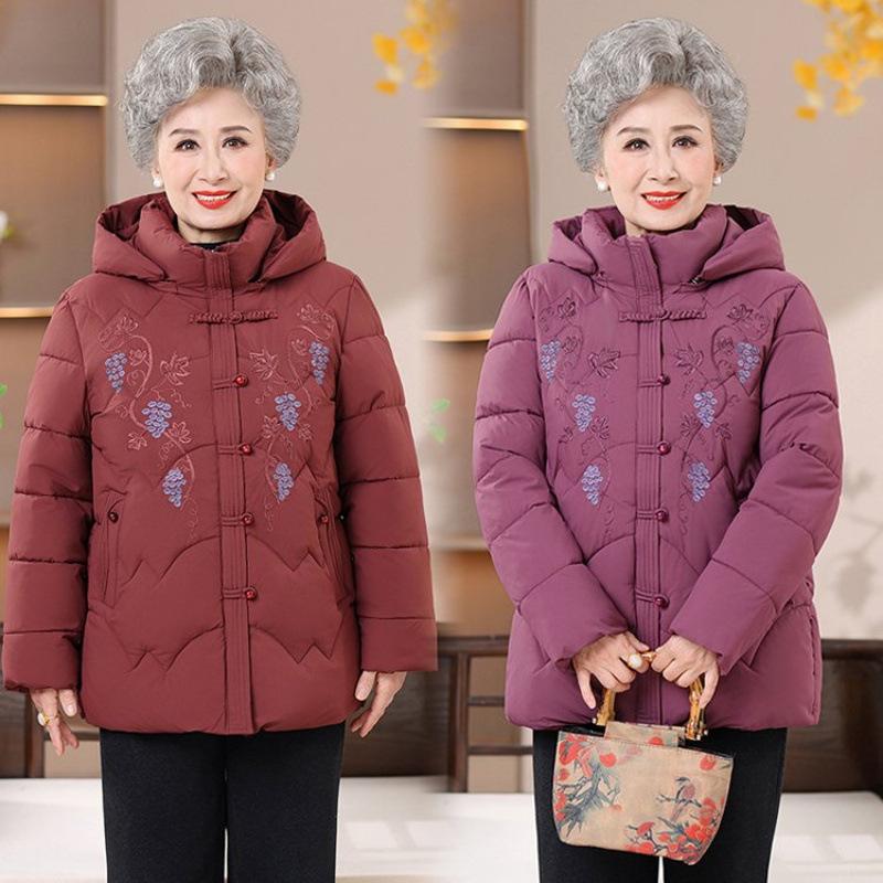Fleece large size cotton-padded coat thickened jacket old lady warm cotton-padded clothes