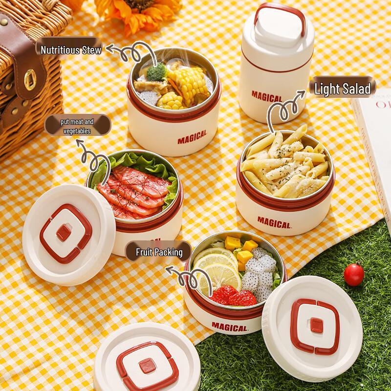 He Baifu Microwaveable Stainless Steel Bento Lunch Box Set