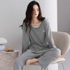 Women's Fall Pajama Set: Long Sleeve & Long Pants with Breast Pads, Modal Fabric, Wear Indoors or Outdoors