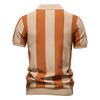 Men's Summer Stripe Knitted Zipper Lapel Short Sleeve Top Men's Casual Fashion Shirt
