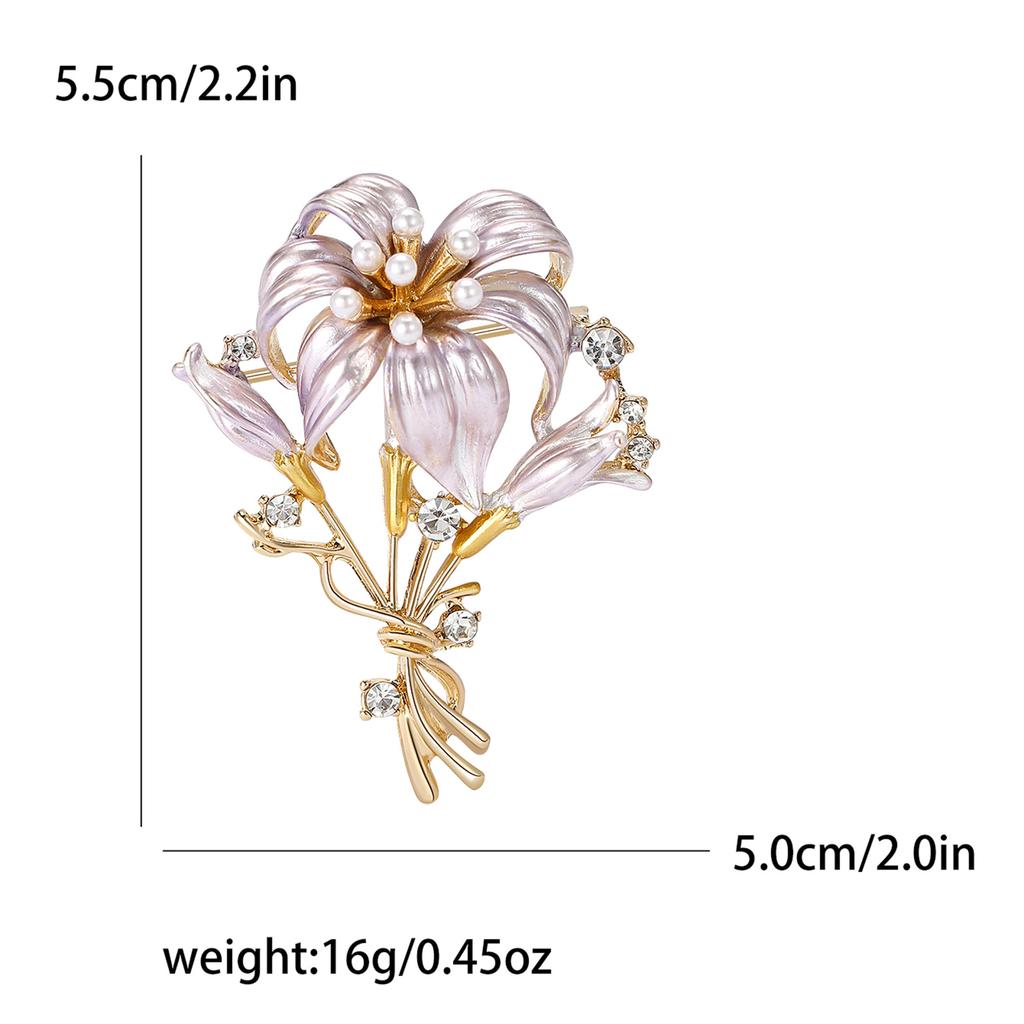 Einfache Mode Legierung Emaille Lilienstrauß Brosche Elegante Temperament Damen Kleidung Brosche Ornament Pin
