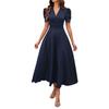 Summer Women's Fashion Chic High Waist Solid Short Sleeve Ruched Dress