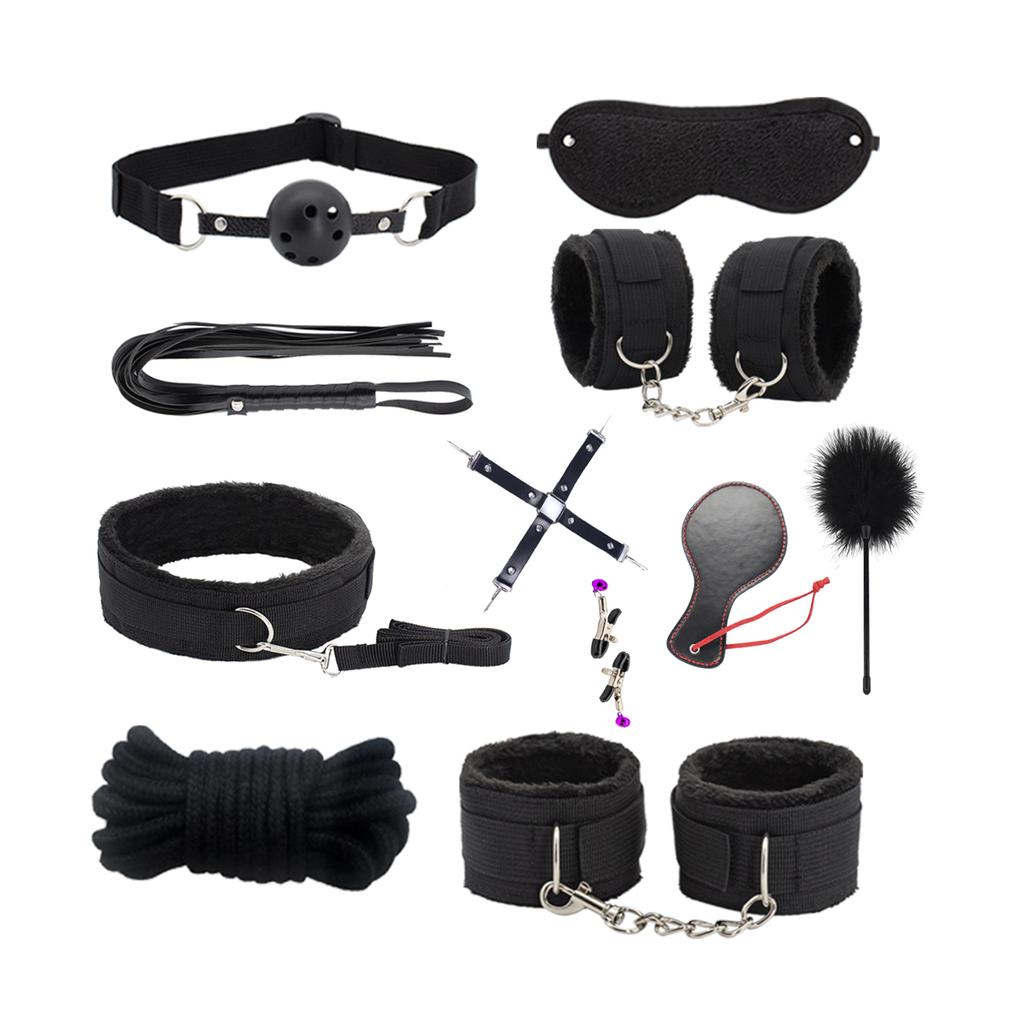 Sexy BDSM Kits Plush Sex Bondage Set Handcuffs Sex Games Whips Gag Nipple Clamps SM Toys for Couples Exotic Accessories