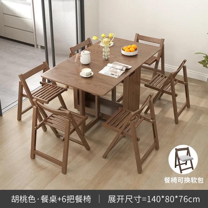 For Folding Dining Table Set 6 Chairs Luxury Modern Space Savers Minimalist Dining Table Nordic Table À Manger Kitchen Furniture