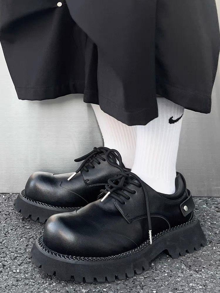 Hight Quality Spring New Street Style Height Increasing Leather Shoes For Men's Women Black Hombre Teenagers Daily Casual Dress