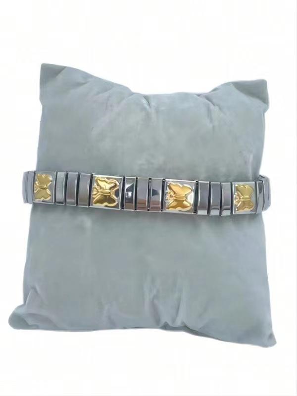 

Sweet And Cool Niche Non-Fading Relief Butterfly Colored Diamond Geometric Stainless Steel Elastic Bracelet Suitable For Women S Daily Life