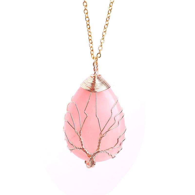 Arbre de Vie 7 Chakras Pierre Naturelle Collier Cristal Énergie Guérison Pendentif Fait Main Collier pour Femmes Hommes Bijoux Yoga