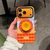 Korean Plaid Pattern Stripes Magnetic Phone Case For iPhone 17 Pro 16 15 14 Pro Max Cover with Cute Button Stand Hard Cases Fund