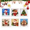 Handmade Christmas Present DIY Needlepoint Kit, Holiday Cross Stitch Santa Snowman Elk Patterns, Theme Beginners Needlework Craft Kit for Adults