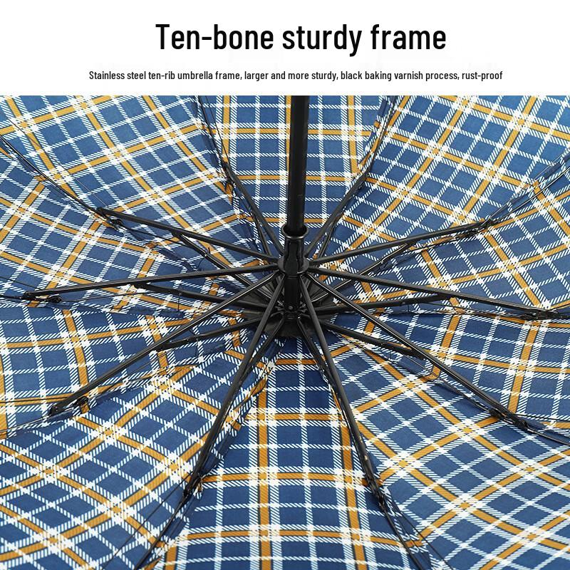 Nan Qiao Enlarged 3-Fold Classic Plaid Umbrella (21-inch Rib)