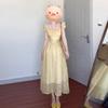 French Yellow Puff Sleeve Floral Dress - Women's Summer 2026 Collection, Elegant Waist-Cinching Princess Vacation Long Dress