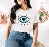 Devil's Eye Printed Tee Shirts 100% Cotton Womens Crop T-shirts O-Neck Short Sleeves Casual Loose Clothes Fashion Female Tops