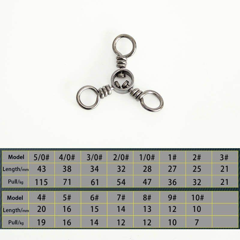 100pcs Swivels Fishing 3 Way Barrel Crossline Swivels Rolling Tackle Fishing