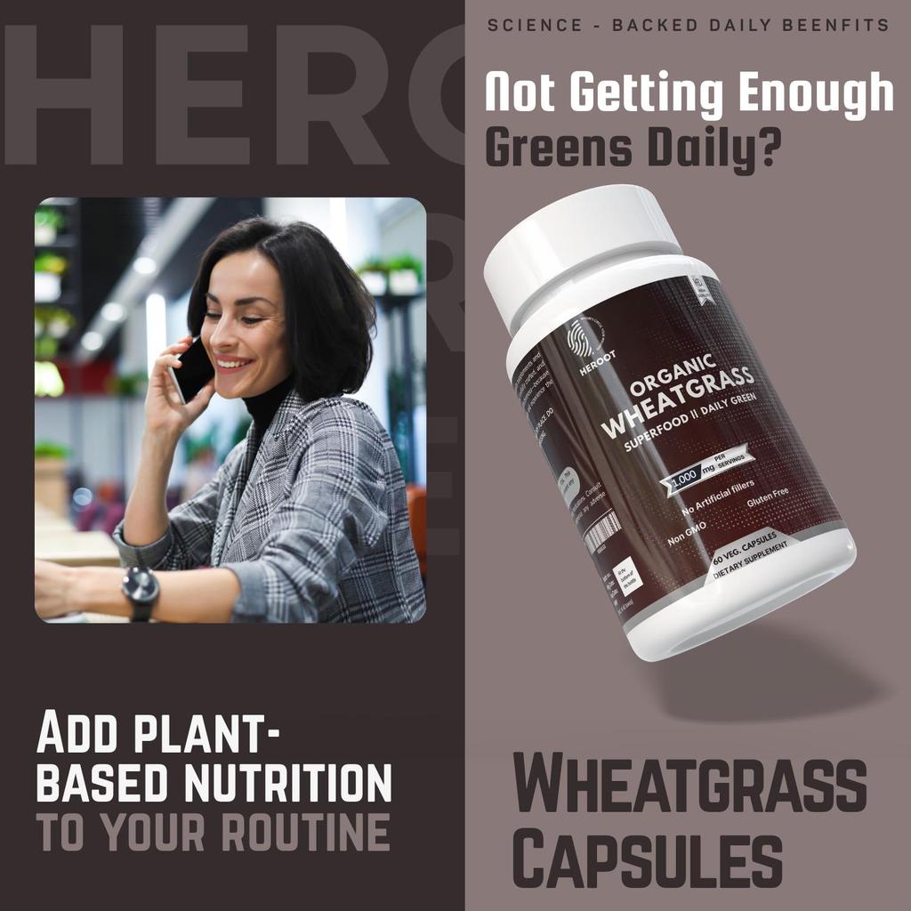 Wheatgrass Powder 60 Capsules  | 1000 Mg