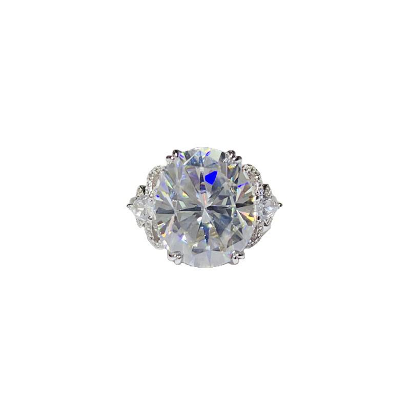 10 Carat D Color Moissanite Ring, Luxury Butterfly Style, Oval Egg Shape, Popular European & American Design