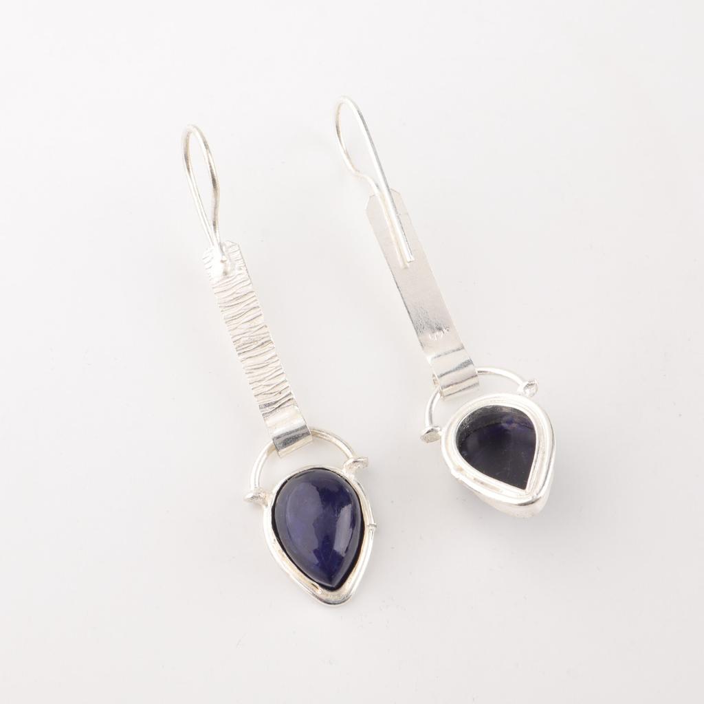 Sodalite Gemstone 925 Solid Silver Jewelry Handmade Earrings 2.3" Gift For Wife EE-166-29