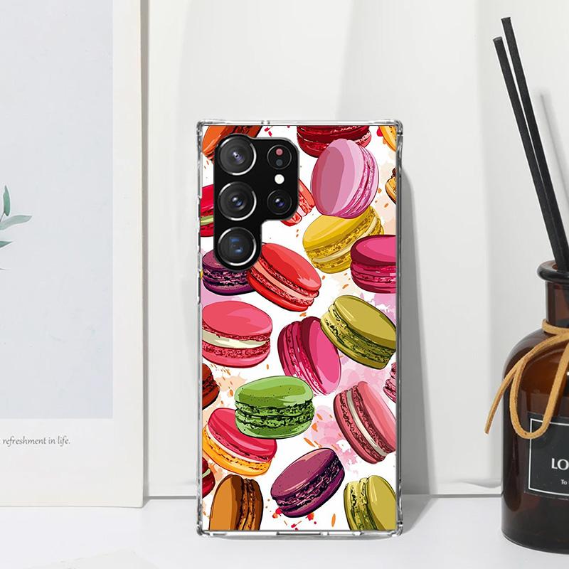 Macaron Ice Cream Cake Doughnut Phone Case For Samsung Galaxy S26 S25 Edge S24 FE S23 S22 Ultra S21 Plus S20 + Art Fundas Back C