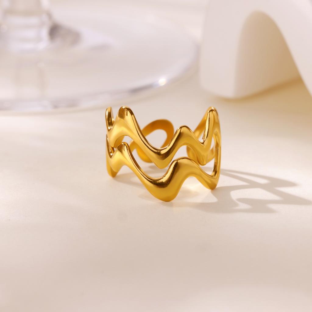 Ocean Starfish Shell Open Rings For Women Gold Color Stainless Steel Ring Summer Beach Aesthetic Waterproof Jewelry Gift