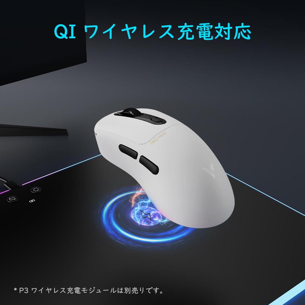 RAPOO VT3PROMAX Wireless Gaming DPI Independent Axis 8KHz Polling PAW Programmable 200 Hours of Continuous Use for White Mouse, 30,000 DPI, 7-Level