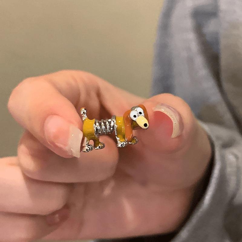Cute funny spring dog ring childlike fun cute girl index finger ring opening adjustable ring