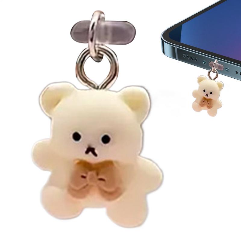 Cute Cartoon Bear Type C Plug Cover Charge Port Anti Dust Plug Type C Plug Mobile Phone Port Protector Dust Plug Charm Pendants