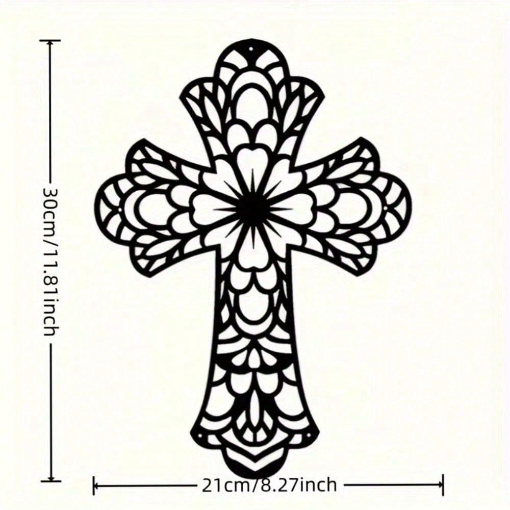 Wrought Iron Cross Wall Decor Vintage Metal Art Sculpture for Home Church Farmhouse Modern Decorative Craft