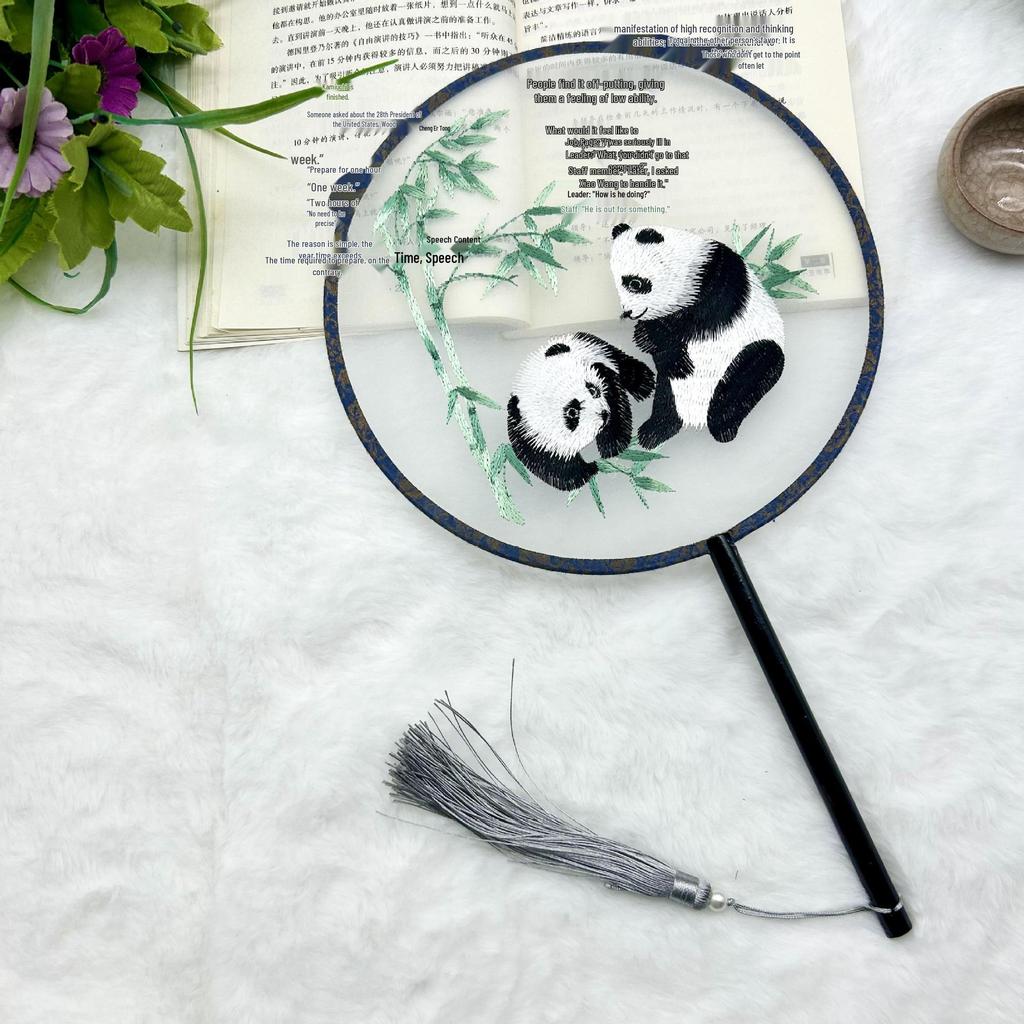 Ancient Style Single-Sided Suzhou Embroidery Dance Fan