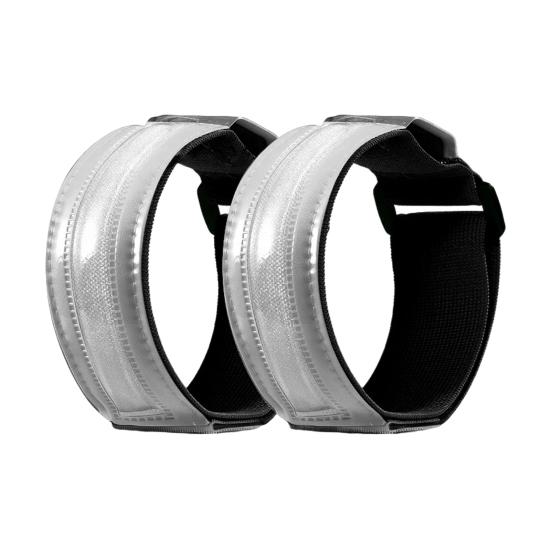 2Pcs LED Light-Up Armband High Visibility Luminous Reflective Safety Band Adjustable Outdoor Night Walking Running Riding