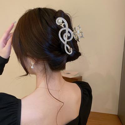 1 pezzo di fermagli per capelli eleganti per lo styling di note eleganti da donna, accessori per fermagli per coda di cavallo decorativi con strass di lusso