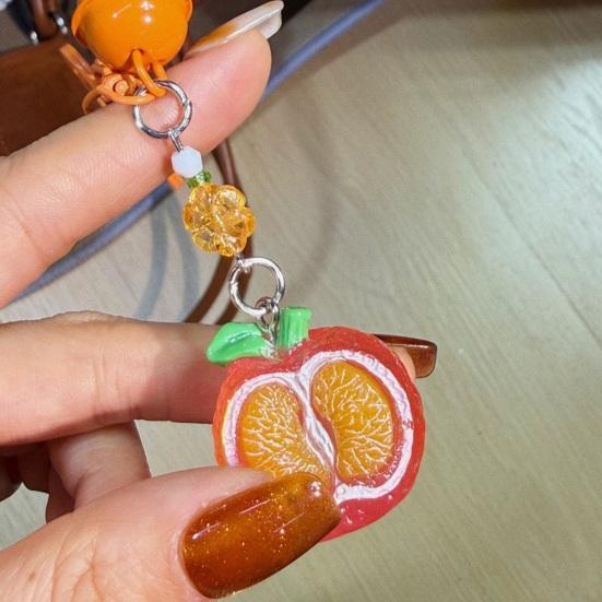 Bag Pendant 1:1 Realistic Orange Shape Resin Keychain with Bell Sound High Simulation Fruit Charm Key