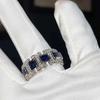 Luxury Shiny Blue Cubic Zironia Rings for Women Creative Fresh Style Finger Accessories Delicate Charms Wedding Jewelry
