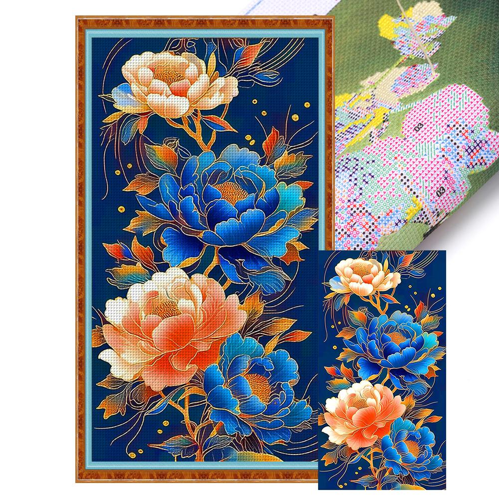 Full Embroidery Eco-cotton Thread 9CT Printed Flower Cross Stitch Kit Art