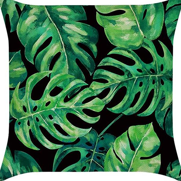 Popular Green Plant Linen Pillowcase Modern Simple Home Sofa Living Room Pillow Cushion