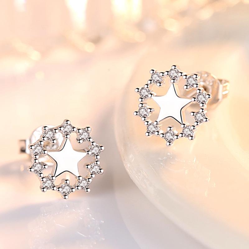 Exaggerated Sky Full of Stars Earrings, Earrings, Silver-plated Personalized Simple Five-pointed Star Earrings, Women's Models
