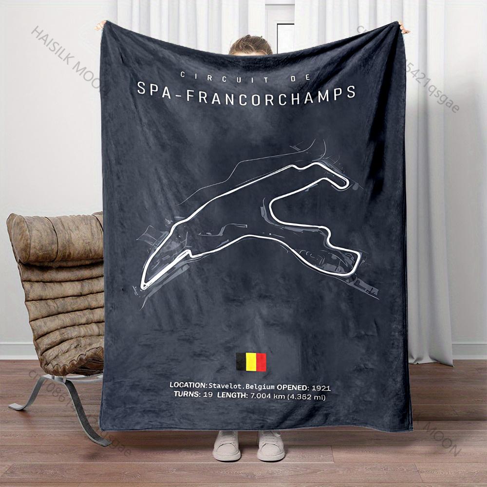 Multi Size Formula Racing Track Print Warm Comfortable Blanket Home Travel Camping Picnic for Adults and Kids Luxury Gifts