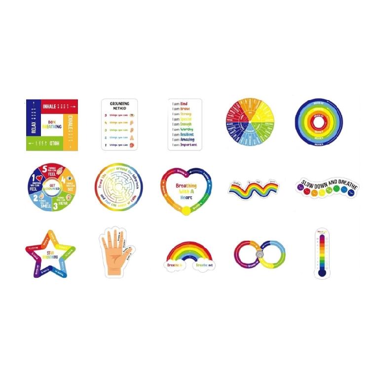 

15Pieces Sensory Stress Relief Sticker Water Resistant PVC Sticker for Water Bottle Journal Notebook Phone Case Luggage 1