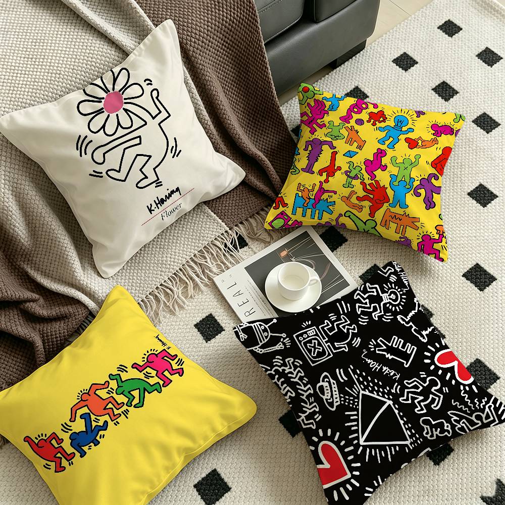 KKeiths HHarings Pillowcase toon Gift Cushion Cover Bedroom Home Sofa Chair Seat Decor pillow case