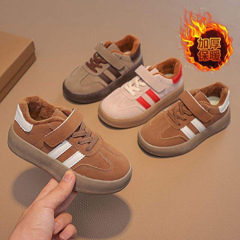 Children's board shoes 2025 winter new boys' fashion sports shoes girls' casual trendy velvet warm and non-slip shoes