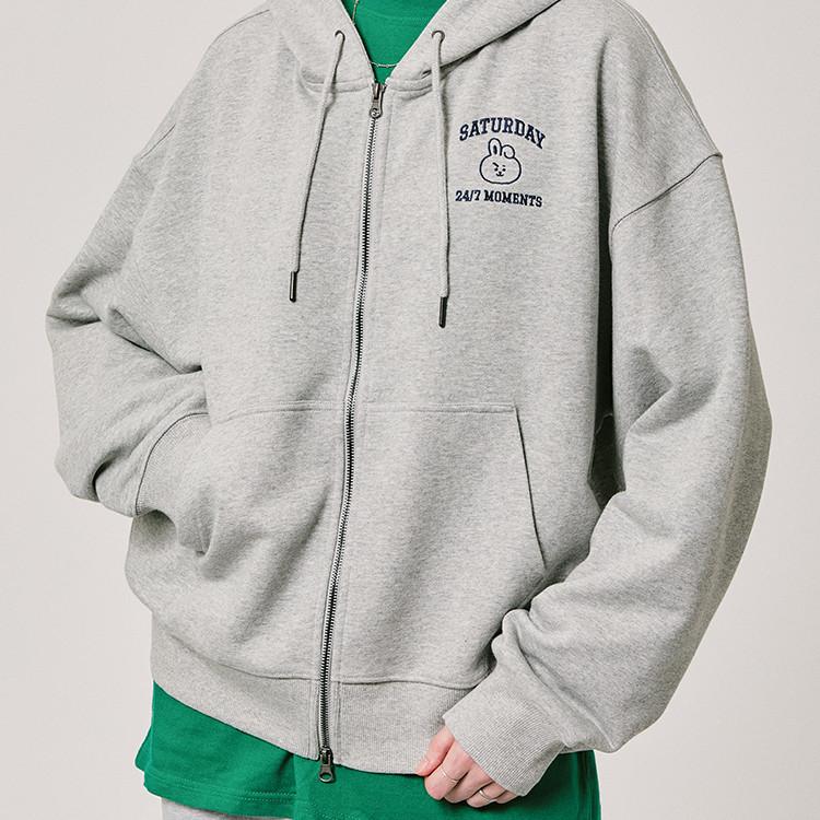 BT21 COOKY BASIC Hoodie Zip-up Melange Gray (M-L) – buy the best