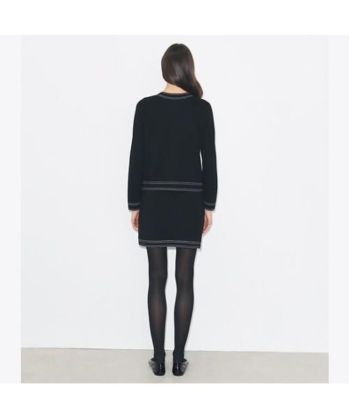 Tolibeochi Topstitch Wool Skirt - Black