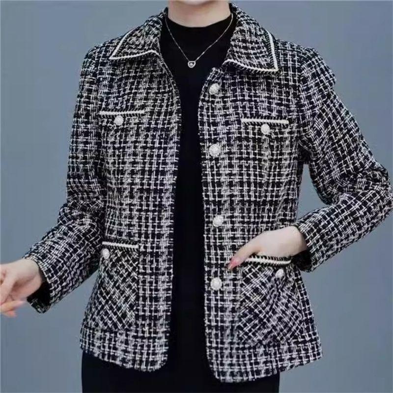 

Spring & Autumn Stylish Retro Short Jacket for Moms 2XL чёрный